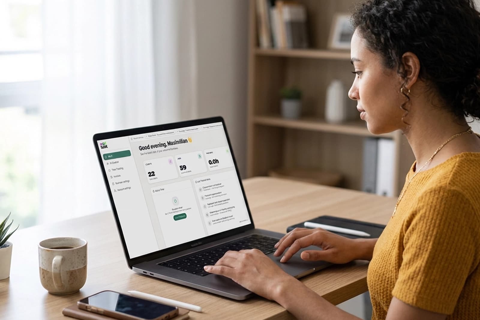 Vista general de proyectos en un mockup de escritorio