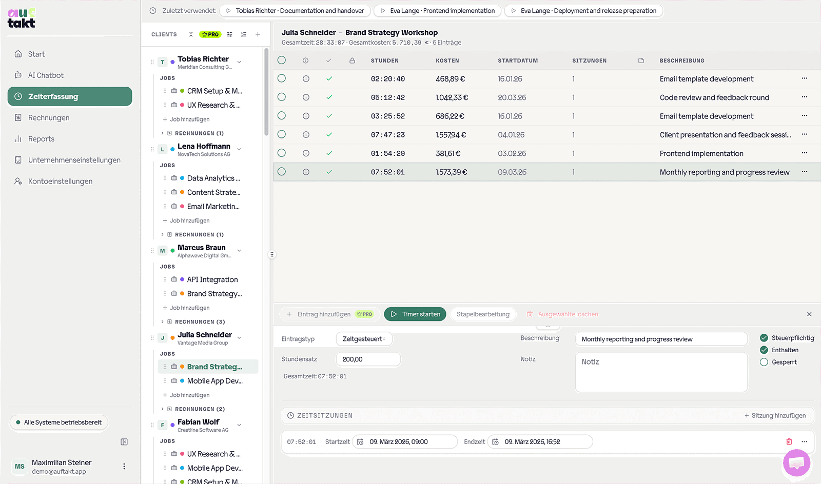 Professionelle Rechnungen, automatisch